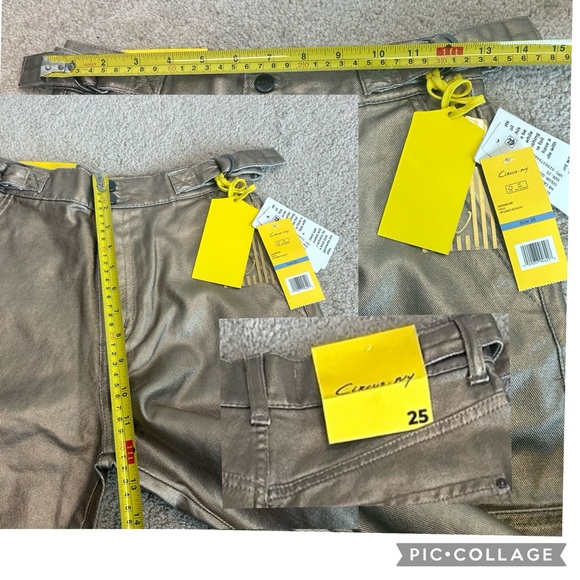 Circus NY metallic gold foil High Rise Slouchy Cargo Denim Jean pants NWT - Picture 12 of 16